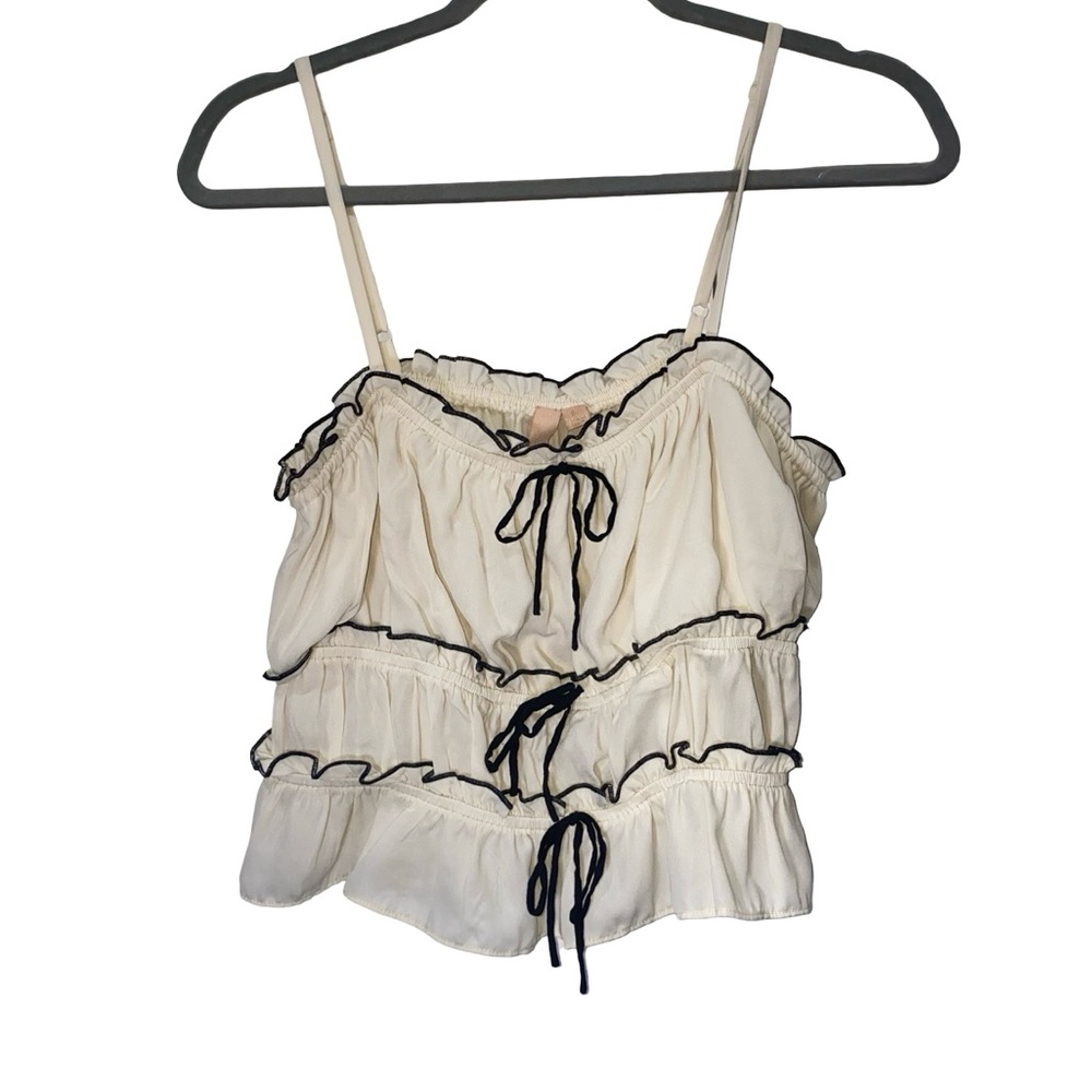 Pink clover cream strappy sleeve romanticcore whimsigoth size L